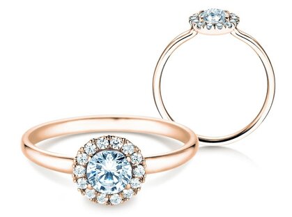 Anillo de compromiso Flower en oro rosa