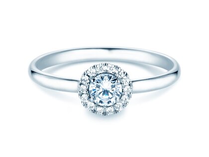 Anillo de compromiso Flower en 14K oro blanco con diamantes 0,33ct G/SI
