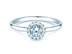 Anillo de compromiso Flower en 14K oro blanco con diamantes 0,33ct G/SI