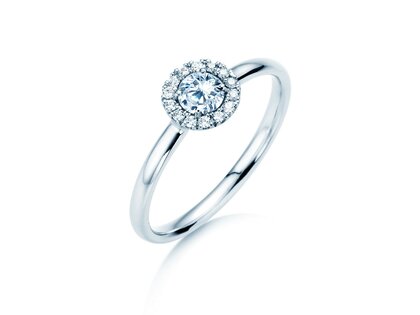 Anillo de compromiso Flower en 14K oro blanco con diamantes 0,33ct G/SI