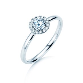 Anillo de compromiso Flower en 14K oro blanco con diamantes 0,33ct G/SI
