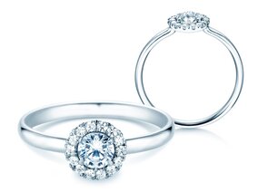 Anillo de compromiso Flower en platino 950/- con diamantes 0,49ct G/SI