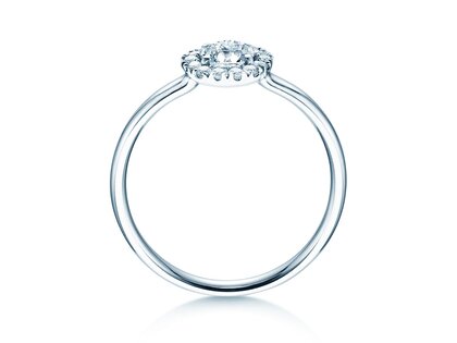 Anillo de compromiso Flower en oro blanco