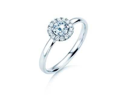 Anillo de compromiso Flower en oro blanco