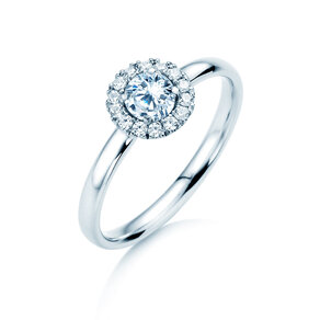 Anillo de compromiso Flower en oro blanco