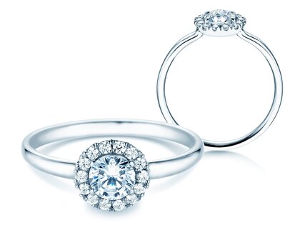 Anillo de compromiso Flower en 18K oro blanco con diamantes 0,77ct G/SI