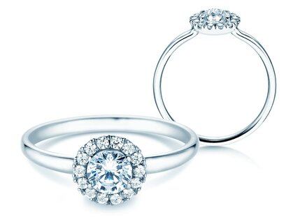 Anillo de compromiso Flower en platino