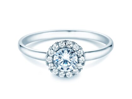 Anillo de compromiso Flower en 18K oro blanco con diamantes 0,77ct G/SI