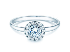 Anillo de compromiso Flower en 18K oro blanco con diamantes 0,77ct G/SI