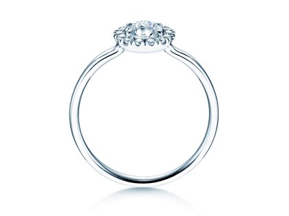 Anillo de compromiso Flower en 18K oro blanco con diamantes 0,77ct G/SI