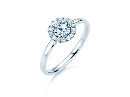 Anillo de compromiso Flower en 18K oro blanco con diamantes 0,77ct G/SI