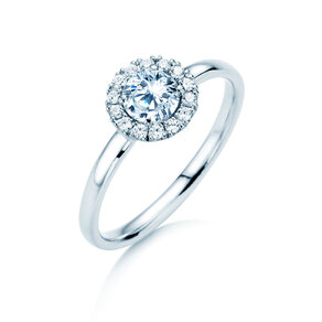 Anillo de compromiso Flower en 18K oro blanco con diamantes 0,77ct G/SI