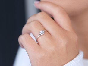 Anillo de compromiso Flower en 14K oro blanco con diamantes 0,33ct G/SI
