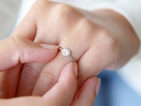 Anillo de compromiso Flower en 14K oro blanco con diamantes 0,33ct G/SI