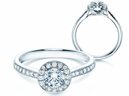 Anillo de compromiso Halo Classic en oro blanco