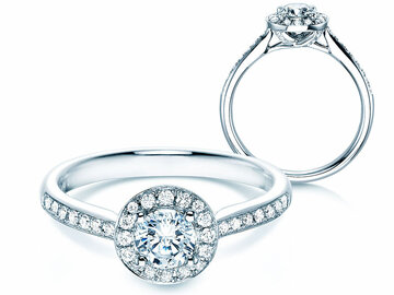 Anillo de compromiso Halo Classic en oro blanco
