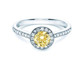 Anillo de compromiso Halo Intense en 18K oro blanco con diamantes 0,78ct