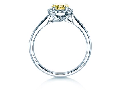 Anillo de compromiso Halo Intense en 18K oro blanco con diamantes 0,78ct