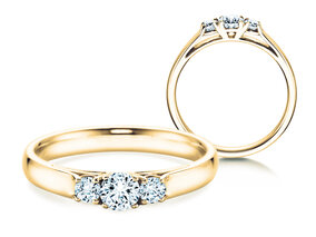 Anillo de compromiso 3 Stones en 14K oro amarillo con diamantes 0,75ct G/SI