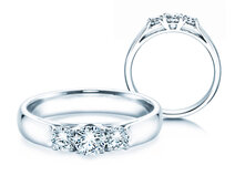 Anillo de compromiso 3 Stones en 9K oro blanco con diamantes 0,40ct G/SI