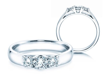 Anillo de compromiso 3 Stones en platino 950/- con diamantes 0,40ct G/SI