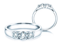 Anillo de compromiso 3 Stones en 14K oro blanco con diamantes 0,75ct G/SI