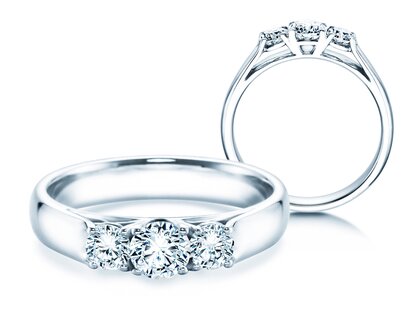 Anillo de compromiso 3 Stones en 18K oro blanco con diamantes 0,75ct