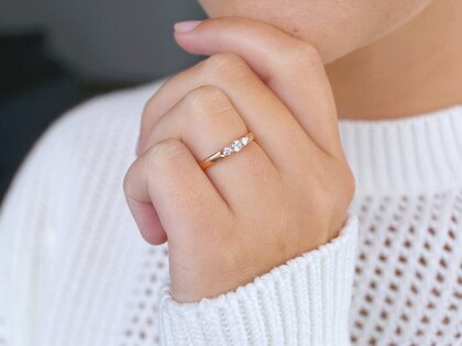 Anillo de compromiso 3 Stones en 14K oro rosa con diamantes 0,20ct G/SI