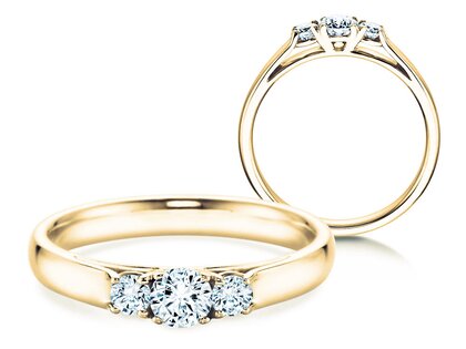 Anillo de compromiso 3 Stones en 14K oro amarillo con diamantes 0,20ct G/SI