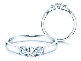 Anillo de compromiso 3 Stones en 9K oro blanco con diamantes 0,20ct G/SI
