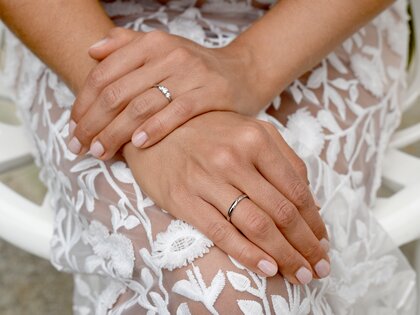 Anillo de compromiso 3 Stones en 14K oro blanco con diamantes 0,40ct G/SI