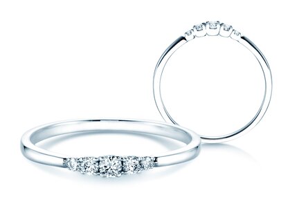 Anillo de compromiso 5 Diamonds en 14K oro blanco con diamantes 0,15ct G/SI