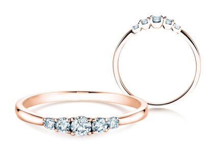 Anillo de compromiso 5 Diamonds en 18K oro rosa con diamantes 0,15ct G/SI