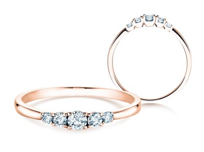 Anillo de compromiso 5 Diamonds en 14K oro rosa con diamantes 0,15ct G/SI