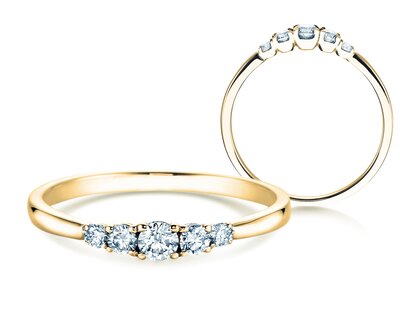 Anillo de compromiso 5 Diamonds en 14K oro amarillo con diamantes 0,15ct G/SI