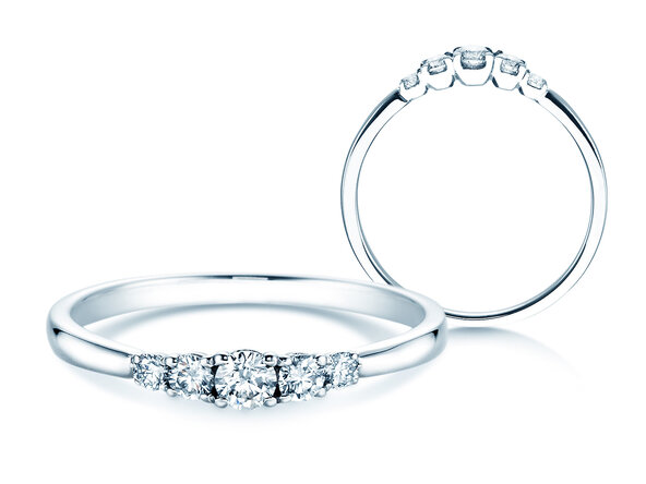 Anillo de compromiso 5 Diamonds en 18K oro blanco con diamantes 0,25ct G/SI