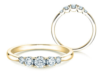 Anillo de compromiso 5 Diamonds en oro amarillo