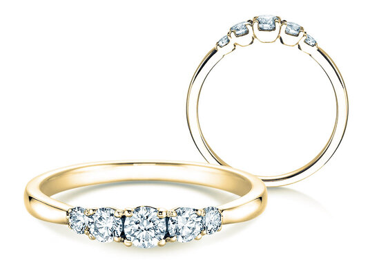 Anillo de compromiso 5 Diamonds en oro amarillo