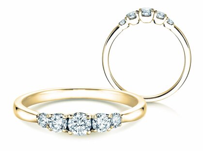 Anillo de compromiso 5 Diamonds en 18K oro amarillo con diamantes 0,40ct G/SI