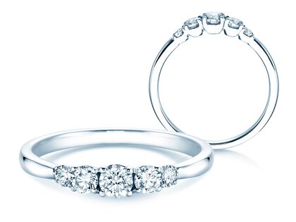 Anillo de compromiso 5 Diamonds en platino