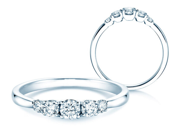 Anillo de compromiso 5 Diamonds en platino