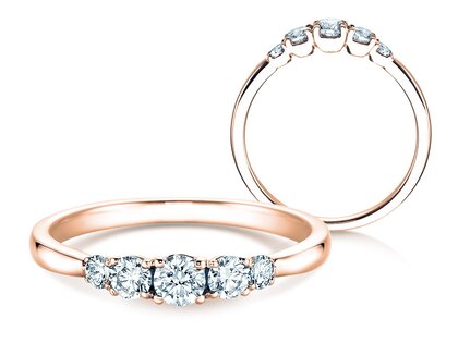 Anillo de compromiso 5 Diamonds en 18K oro rosa con diamantes 0,40ct G/SI