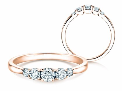 Anillo de compromiso 5 Diamonds en 18K oro rosa con diamantes 0,40ct