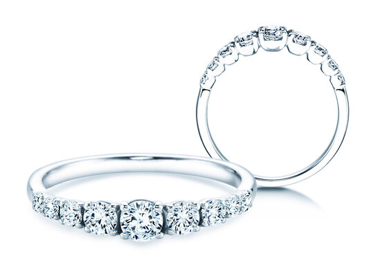 Anillo de compromiso 9 Diamonds en 14K oro blanco con diamantes 0,27ct G/SI