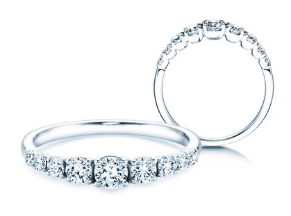 Anillo de compromiso 9 Diamonds en 14K oro blanco con diamantes 0,27ct G/SI
