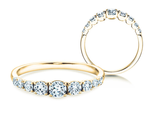 Anillo de compromiso 9 Diamonds en 18K oro amarillo con diamantes 0,61ct G/SI