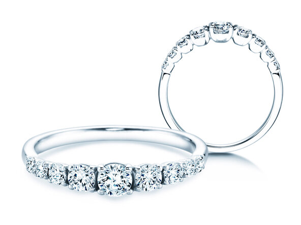 Anillo de compromiso 9 Diamonds en 18K oro blanco con diamantes 0,61ct G/SI