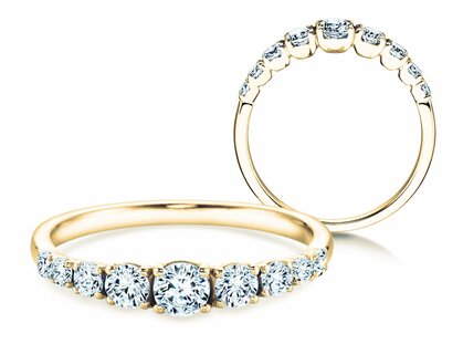Anillo de compromiso 9 Diamonds en 14K oro amarillo con diamantes 0,43ct