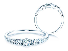 Anillo de compromiso 9 Diamonds en 14K oro blanco con diamantes 0,43ct G/SI
