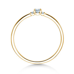 Anillo de compromiso Vivid Petite Cushion Cut en 18K oro amarillo con diamantes 0,10ct G/SI